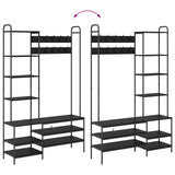 Coat Stand with Shoes Bench Black Oak 120.5 x 34 x 190 cm 8012038