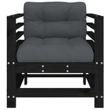 Garden Chairs with Cushions 2 pcs Black Solid Wood Pine 825678