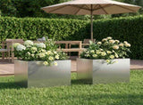 Garden Planter 2 pcs Silver 40 x 30 x 30 cm Stainless Steel 8005199