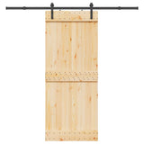 Sliding Door with Hardware Set 85x210 cm Solid Wood Pine 3332660