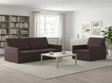 Sofa Set 2 pcs Dark Brown Fabric 3433152