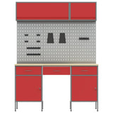 Work Cabinet Set with Drawer with Storage Manual 8 pcs Red 3321457