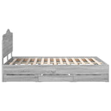 Bed Frame with Drawer Grey Sonoma 160 x 200 cm Engineer Wood 3413399
