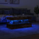Coffee Table with LED Lights Smoked Oak 90x50x40 cm 839851