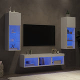 5 Piece TV Wall Units with LED White Engineered Wood 3216597