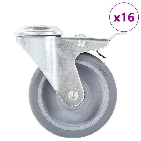 16 pcs Bolt Hole Swivel Casters 100 mm 277868