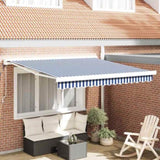 Retractable Awning Blue and white 300 x 250 cm Fabric, Metal 3329908