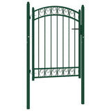 Fence Gate EMMEN with Arched Top Steel 100x98.5 cm Green 146364
