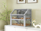 Wooden Hamster Cage with Detachable 32cm Deep Bottom, Hut, Seesaw, Exercise Wheel, Ramp, 60 x 40 x T3398P425407