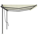 ZNTS Manual Retractable Awning with Posts 6x3.5 m Cream 3070277