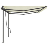ZNTS Manual Retractable Awning with Posts 6x3.5 m Cream 3070277
