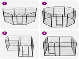 Dog Playpen 8 Panels Steel 80x100 cm Black 170574