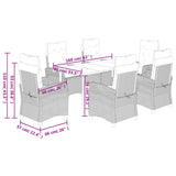 7 Piece Garden Dining Set with Cushions Grey Poly Rattan 3212867