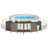 Storage Shelves for Hot Tub 2 pcs Grey Poly Rattan 365619