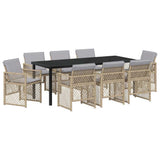 Garden Dining Set 9 pcs Beige Poly Rattan 3380644