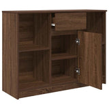 Sideboard with Drawer Brown Oak 101x35x76 cm Engineered Wood 861568