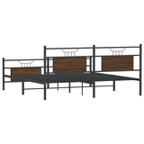 Metal Bed Frame without Mattress Brown Oak 160x200 cm 3325102