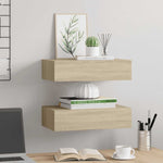 Wall-mounted Drawer Shelves 2 pcs Oak 40x23.5x10cm MDF 330248