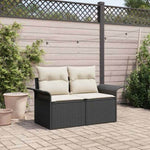 Garden Sofa with Cushion Black 141 x 62 x 69cm Poly Rattan 42006702