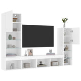4 Piece TV Wall Units with LED White Engineered Wood 3216654