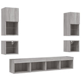 8 Piece TV Wall Units with LED Grey Sonoma Engineered Wood 3216595