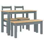 ZNTS 4 Piece Dining Set Panama Grey Solid Wood Pine 3345168