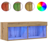 TV Cabinet Set with LED 2 pcs Artisan Oak 80 x 30 x 30 cm 862203