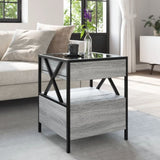 ZNTS Coffee Table with Infinity LED Grey Sonoma 40x40x51 cm 847720