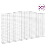 Arched Gabion Baskets 2 pcs 400x30x200/220 cm Galvanised Iron 3145891