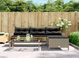 Garden Sofa with Table and Cushions L-Shaped Grey Poly Rattan 365574