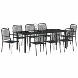 Garden Dining Set 9 pcs Black Powder-Coated Steel 3379162
