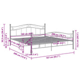 Bed Frame Grey Powder-coated metal Double Durable Bed Frame 325002