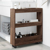 Narrow Storage Trolley 3 Tier Brown Oak Engineered Wood 855247