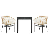 Garden Dining Set 3 pcs Brown Poly Rattan 3380911
