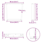 Dining Table Legs V-Shape 3 pcs Black 90x cm Steel 4012668