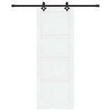 Sliding Door White and Black 78 x 211 cm Solid Pine Wood 3333501