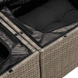 8 Piece Garden Sofa Set with Cushions Grey Poly Rattan Acacia 3327574