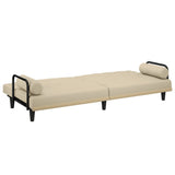 Sofa Bed with Armrests Cream Fabric 351934