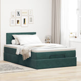 Ottoman Bed with Mattress & LEDs Dark Green 120x200cm Velvet 3312617
