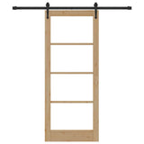Sliding Door Natural 83 x 202 cm Solid Pine Wood and Glass 3332333