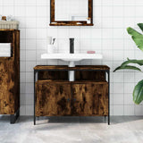 Bathroom Sink Cabinet Smoked Oak 80x30x60 cm Engineered Wood 842443