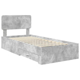 Bed Frame Concrete Grey 100 x 200 cm Engineered Wood 3412412