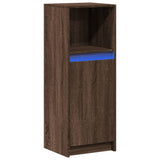 Sideboard with LED Brown Oak 38x34x100 cm Engineered Wood 852172
