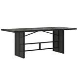 Garden Table Black PE rattan, powder-coated steel, tempered glass 365602