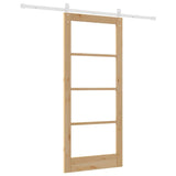 Sliding Door Natural 86 x 198.5 cm Solid Pine Wood and Glass 3332423