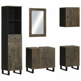 5 Piece Bathroom Furniture Set Black Solid Wood Mango 3310003