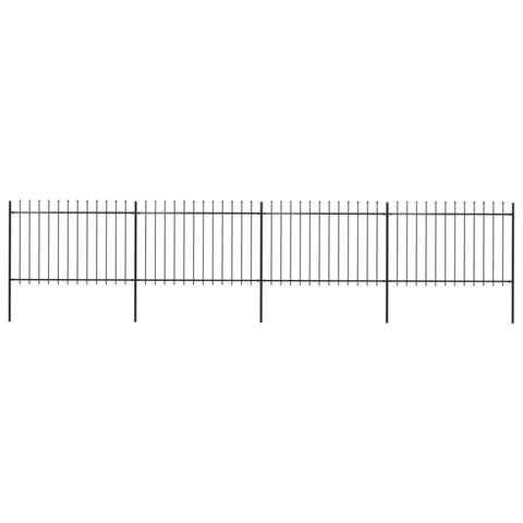 ZNTS Garden Fence with Spear Top Steel 6.8x1.2 m Black 277623