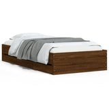 Bed Frame with Drawers without Mattress Brown Oak 75x190 cm Small Single 3207335