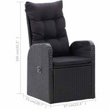 7 Piece Garden Dining Set with Cushions Black Poly Rattan 3095292