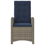 3 Piece Bistro Set with Cushions Grey Poly Rattan 365183